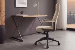 Höhenverstellbarer Bürostuhl LAZIO beige Vogue Velours Samt drehbar mit Rollen