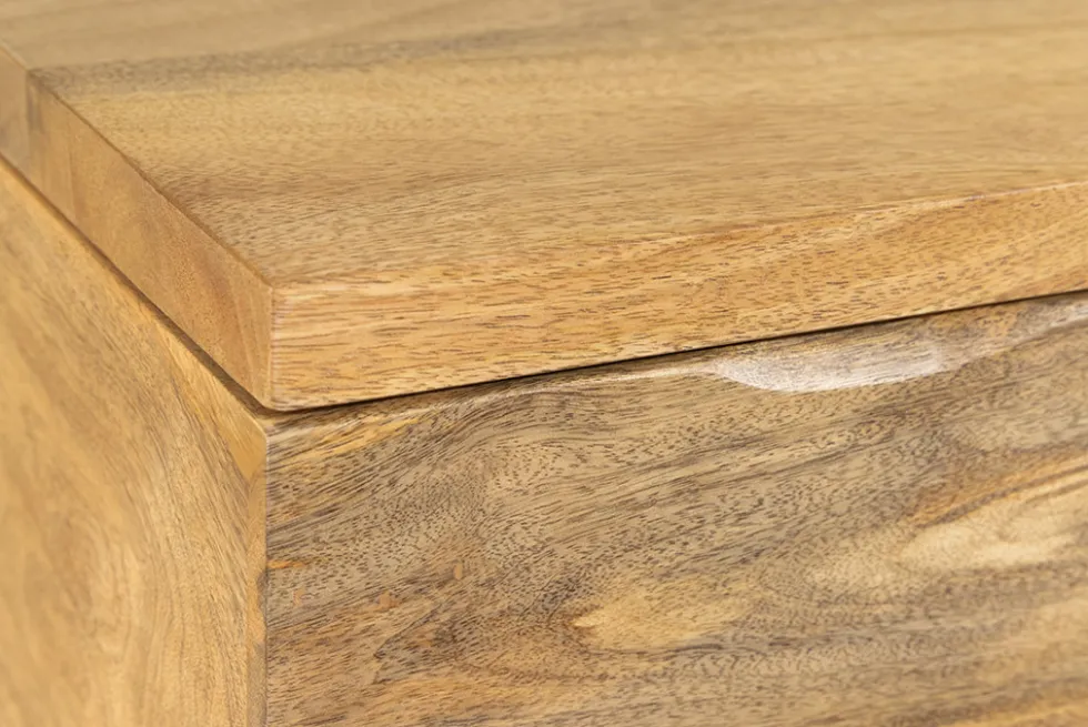 Höhenverstellbarer Couchtisch MAKASSAR FUNCTION 110cm natur cream finish Mangoholz massiv