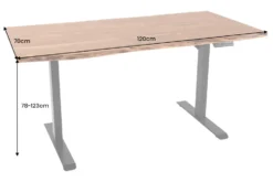 Höhenverstellbarer Schreibtisch MAMMUT 120cm natur Akazie Massivholz Baumkante