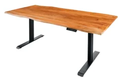 Höhenverstellbarer Schreibtisch MAMMUT 180cm Akazie Massivholz Baumkante handmade