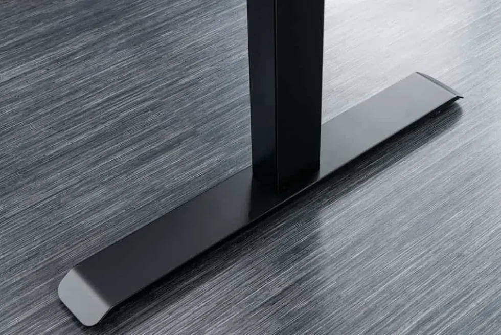 Höhenverstellbarer Schreibtisch MAMMUT 140cm braun Sheesham Massivholz stone finish