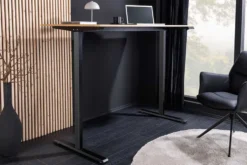 Höhenverstellbarer Schreibtisch OAK DESK 160cm natur Eiche schwarz Metall
