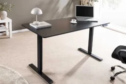 Höhenverstellbarer Schreibtisch BLACK DESK 140cm anthrazit schwarzes Metallgestell