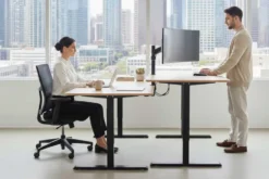 Höhenverstellbarer Schreibtisch OAK DESK 120cm natur Eiche schwarz Metall