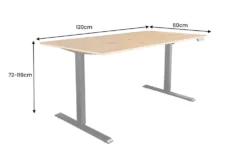 Höhenverstellbarer Schreibtisch OAK DESK 120cm natur Eiche schwarz Metall