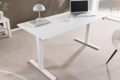 Höhenverstellbarer Schreibtisch WHITE DESK 140cm weiß Metallgestell Bürotisch