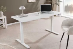 Höhenverstellbarer Schreibtisch WHITE DESK 140cm weiß Metallgestell Bürotisch