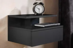 Hängender Nachttisch FLOATING 35cm schwarz Regal mit Schublade
