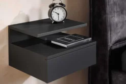 Hängender Nachttisch FLOATING 35cm schwarz Regal mit Schublade