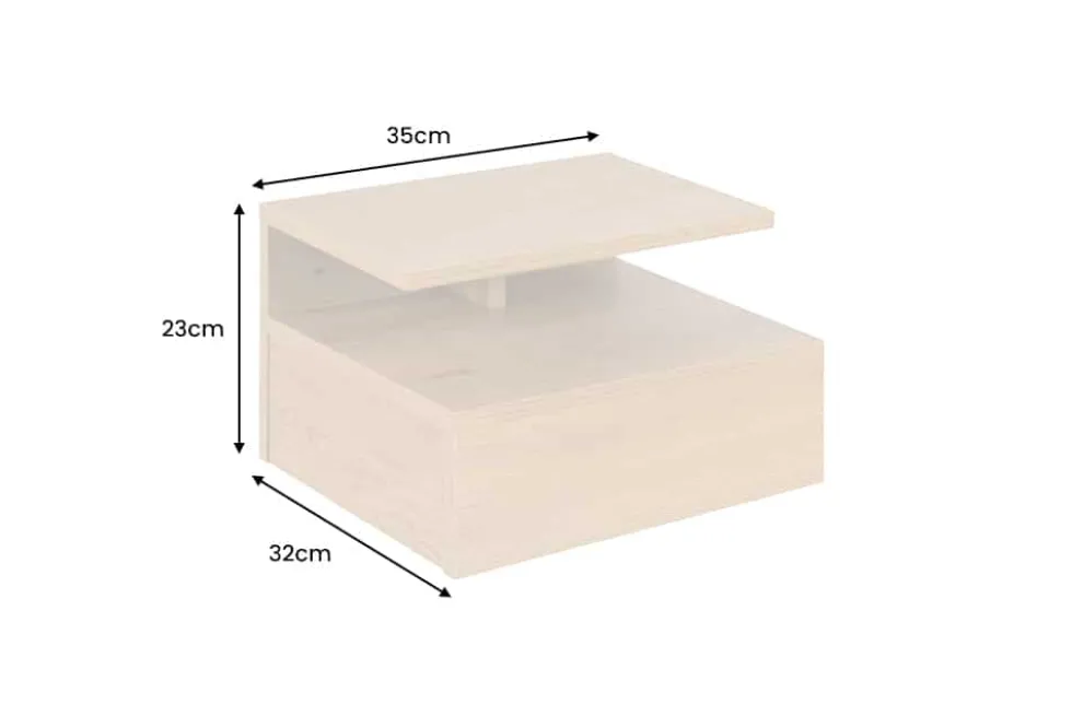 Hängender Nachttisch FLOATING 35cm natur Wildeichen-Optik Regal mit Schublade
