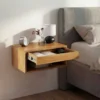 Hängender Nachttisch PURE 50cm braun Mangoholz honey finish Wandregal Schublade