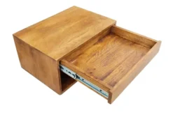 Hängender Nachttisch PURE 50cm braun Mangoholz honey finish Wandregal Schublade