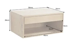 Hängender Nachttisch PURE 50cm natur Mangoholz cream finish Wandregal Schublade