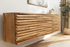 Hängendes Sideboard RELIEF 175cm natur Akazie Massivholz mit Schubladen