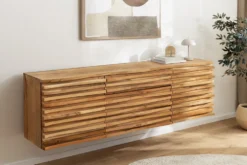 Hängendes Sideboard RELIEF 175cm natur Akazie Massivholz mit Schubladen