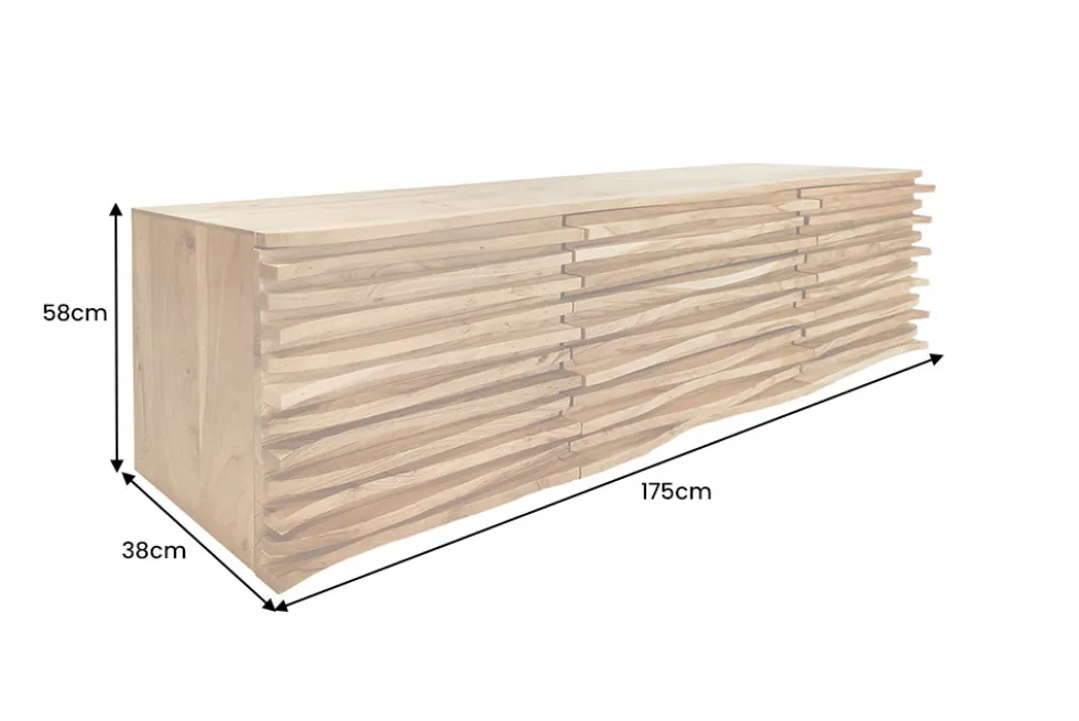 Hängendes Sideboard RELIEF 175cm natur Akazie Massivholz mit Schubladen