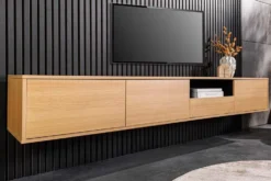Hängendes TV-Board LOFT 200cm natur schwarz sieben Fächer mit Schublade