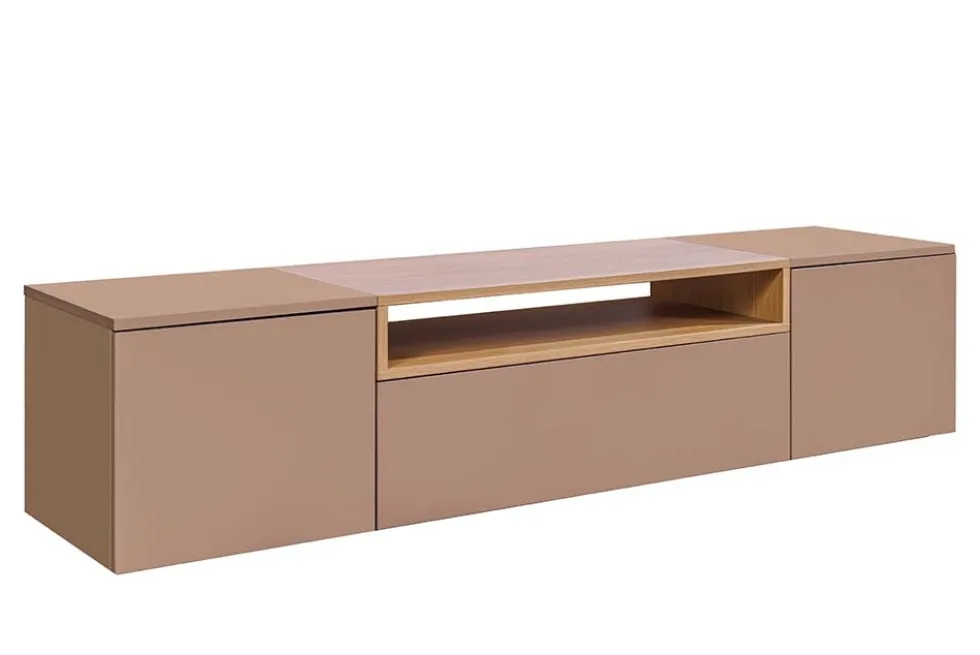 Hängendes TV-Board LOFT 160cm natur grau beige greige drei Fächer mit Schublade