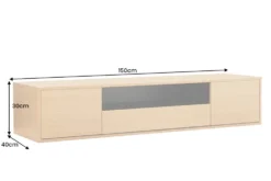 Hängendes TV-Board LOFT 150cm natur schwarz fünf Fächer mit Schublade