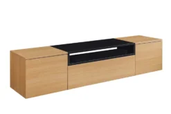 Hängendes TV-Board LOFT 160cm natur schwarz drei Fächer mit Schublade