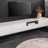 Hängendes TV-Board LOFT 200cm weiß natur sieben Fächer mit Schublade