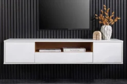 Hängendes TV-Board LOFT 150cm weiß natur fünf Fächer mit Schublade