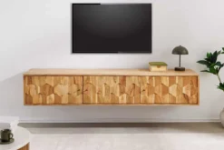 Hängendes TV-Board MYSTIC LIVING 160cm Akazie natur 3D Oberfläche Massivholz