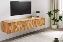 Hängendes TV-Board MYSTIC LIVING 160cm Akazie natur 3D Oberfläche Massivholz