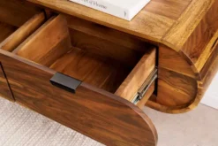 Hängendes TV-Board ORGANIC 160cm braun stone finish Sheeshamholz massiv mit Schubladen