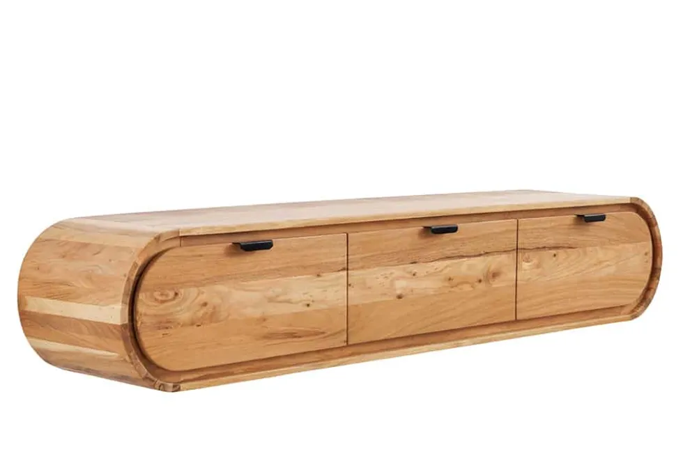 Hängendes TV-Board ORGANIC 160cm natur Akazienholz massiv handmade mit Schubladen