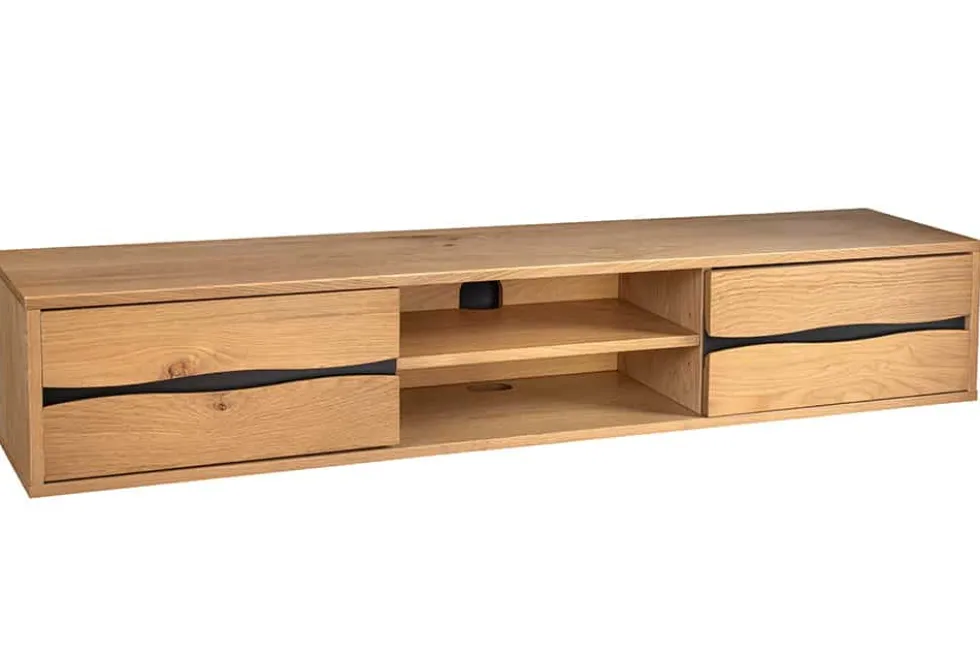 Hängendes TV-Lowboard LIVING EDGE 160cm natur schwarz Wildeiche geölt Baumkante
