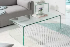 Hochwertiges 2er Set Glas Couchtisch FANTOME 100cm transparent