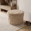 Hocker MODERN BAROCK 60cm champagner greige Bouclé mit Stauraum