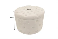 Hocker MODERN BAROCK 60cm champagner greige Bouclé mit Stauraum