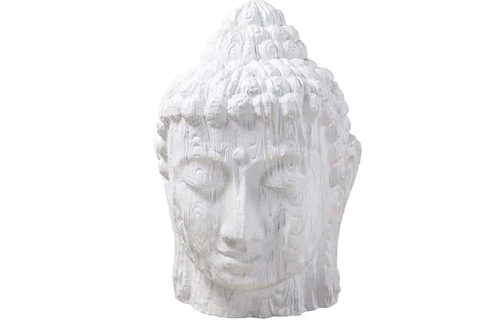 Imposanter XXL Kopf BUDDHA 110cm weiß GRC Beton