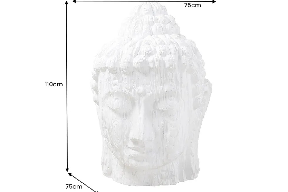 Imposanter XXL Kopf BUDDHA 110cm weiß GRC Beton