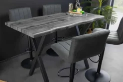 Industrial Bartisch WILD 120cm grau Wildeichen-Design schwarz Metall X-Gestell