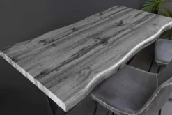 Industrial Bartisch WILD 120cm grau Wildeichen-Design schwarz Metall X-Gestell