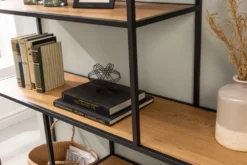 Industrial Bücherregal SLIM LINE 185x135cm Wildeiche schwarz sechs Regalböden