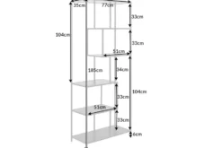 Industrial Bücherregal SLIM LINE 185cm Esche schwarz sechs Regalböden