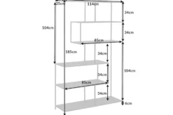 Industrial Bücherregal SLIM LINE 185x114cm Esche schwarz sechs Regalböden