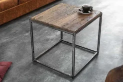 Industrial Beistelltisch BARRACUDA 40cm recyceltes Massivholz mit geflexten Beinen