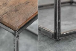 Industrial Beistelltisch BARRACUDA 40cm recyceltes Massivholz mit geflexten Beinen
