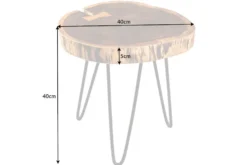 Industrial Beistelltisch GOA 40cm natur Akazie Massivholz Baumstamm rund Hairpin Legs