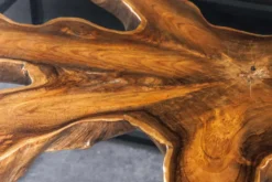 Industrial Couchtisch TEAK ROOT 70cm braun Teakholz Metall Glastisch handmade