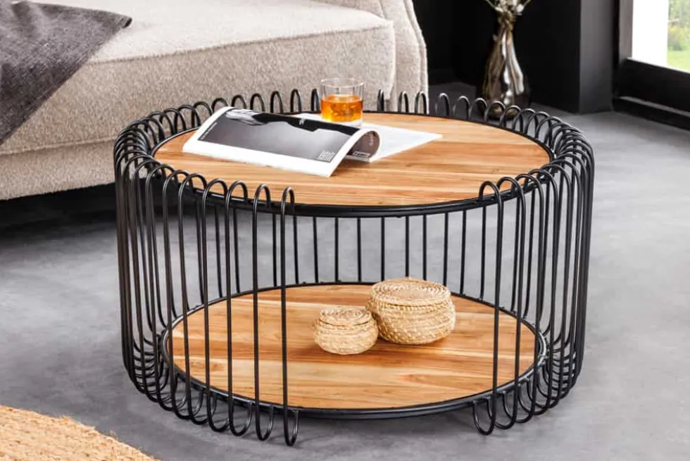 Industrial Couchtisch TRUE ELEMENTS 70cm natur Akazie Massivholz