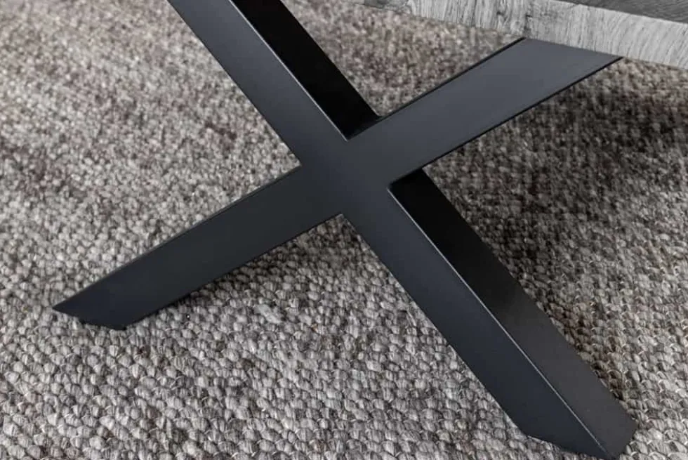Industrial Couchtisch WILD 90cm grau Wildeichen-Design schwarz Metall Baumkante