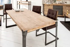 Industrial Design Esstisch FACTORY 160cm Akazie teak-grau weiß gekälkt Metallbeine Kufe
