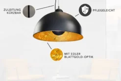 Industrial Design Hängelampe STUDIO 55cm schwarz Blattgold-Optik Hängeleuchte