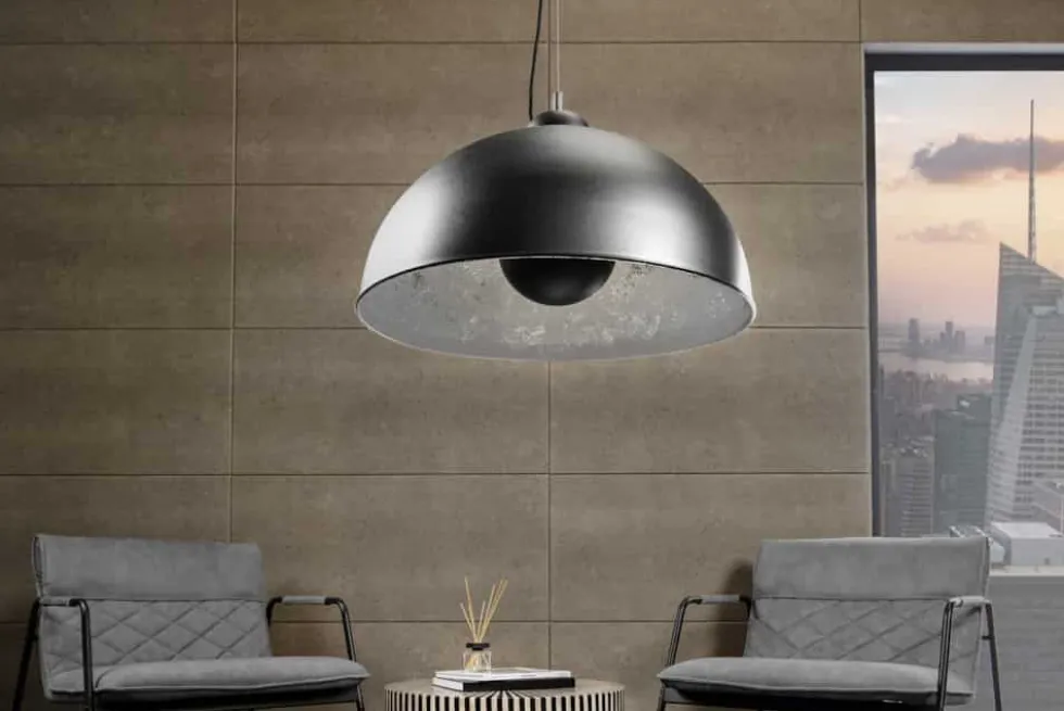 Industrial Design Hängelampe STUDIO 55m schwarz Blattsilber-Optik Hängeleuchte
